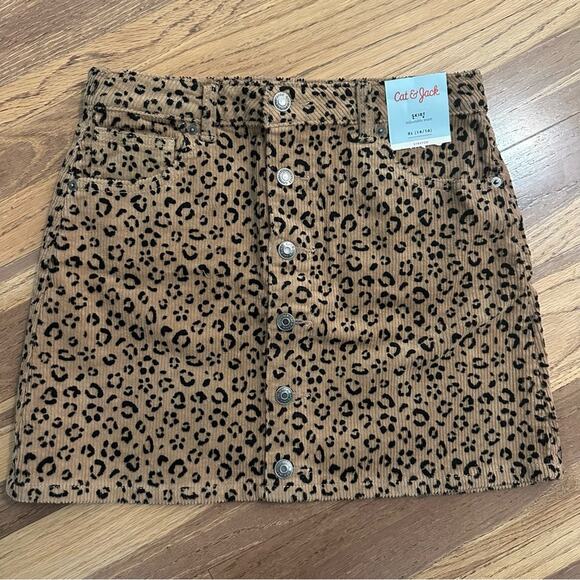NWT!! Girl's Cat & Jack Leopard Print Skirt- Black/Brown, XL (14/16), Stretch - Picture 1 of 9